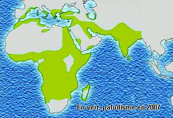 Répartition géographique du paludisme en 2007